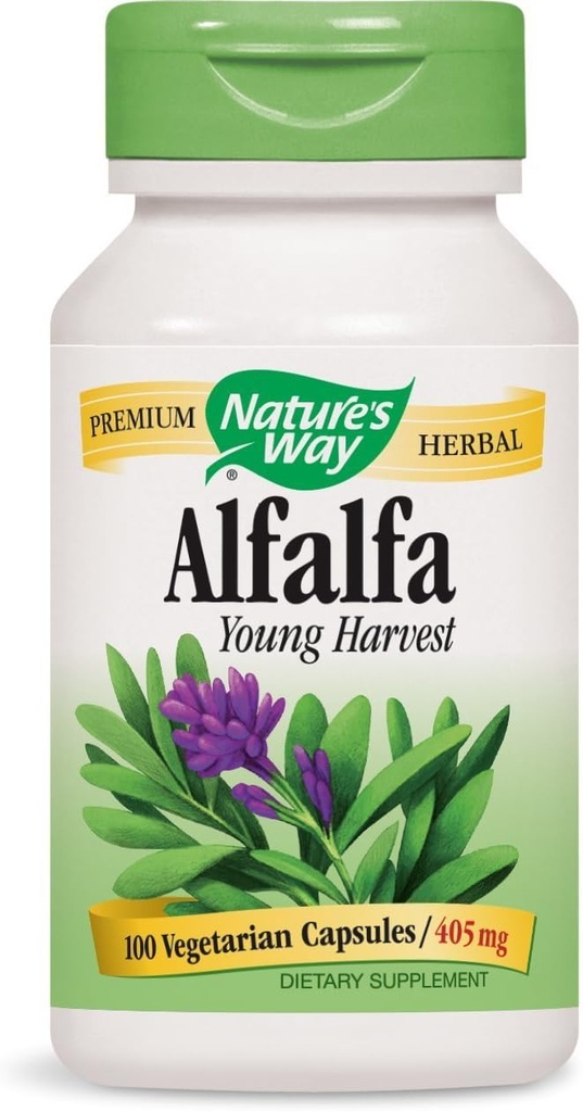 Nature 's Way Alfalfa Leaves, 1,215 mg, 100 Vegetariánských kapslí, balení po 2 ks