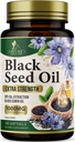 Black Cumin Seed Oil Capsules 1000mg per Serving - Premium Nigella Sativa Blackseed, Pure Natural Black Seed Oil & Antioxidant for Skin & Immune Support - Bottled in USA Supplement - 180 Softgels