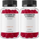 코질 비타민 D3 거미 비타민, 비타민 D3 5000 IU Gummies Cholecalciferol 125 mcg, 연약한 Pectin 기초, 동물성 젤라틴 자유로운 거미, Gummies 비타민, 맛있은 딸기, 비 GMO - 2 팩