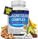 Magnesium Komplex Supplement 8 Elemental 1000mg - Magnesium Glycinate, Citrate, Malate, Taurate, Chelated for Easy Absorption for Bones, Muscle, Recovery, Energy, Vegan Non-GMO 90 kapslar