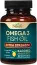 Omega 3 Fish Oil Supplements - 2400mg Fish Oil Per Serving - Triple Strength Omega-3 with Fatty Acids EPA & DHA - Natural Heart, Brain & Immune Support - Wild Caught, Bottled in USA - 60 Softgels