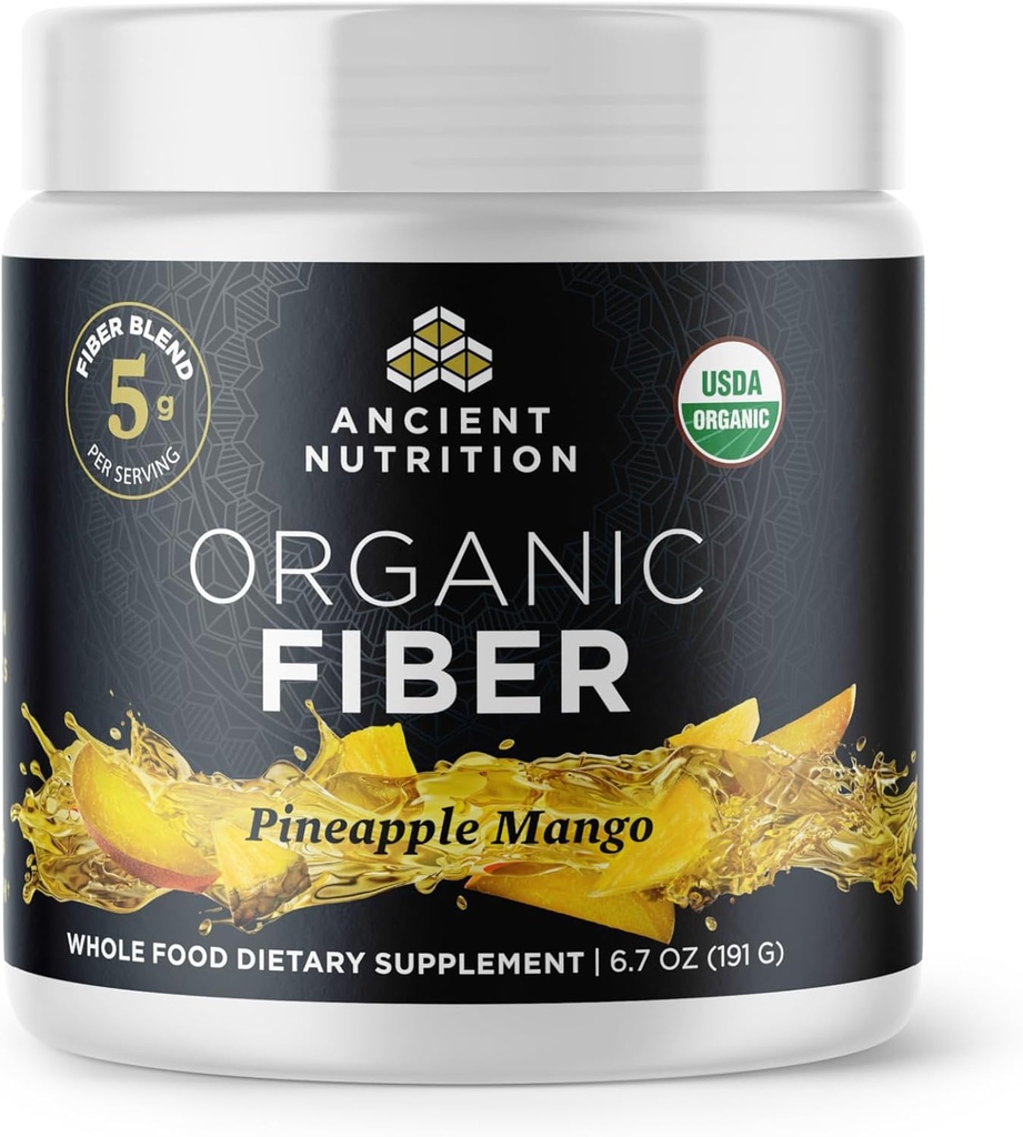 Nutriție antică Fibră organică pulbere, Ananas Mango, fibre solubile de la Acacia & Konjac Root, susține Digestive Health, Reduce Blooting, 6.4 oz