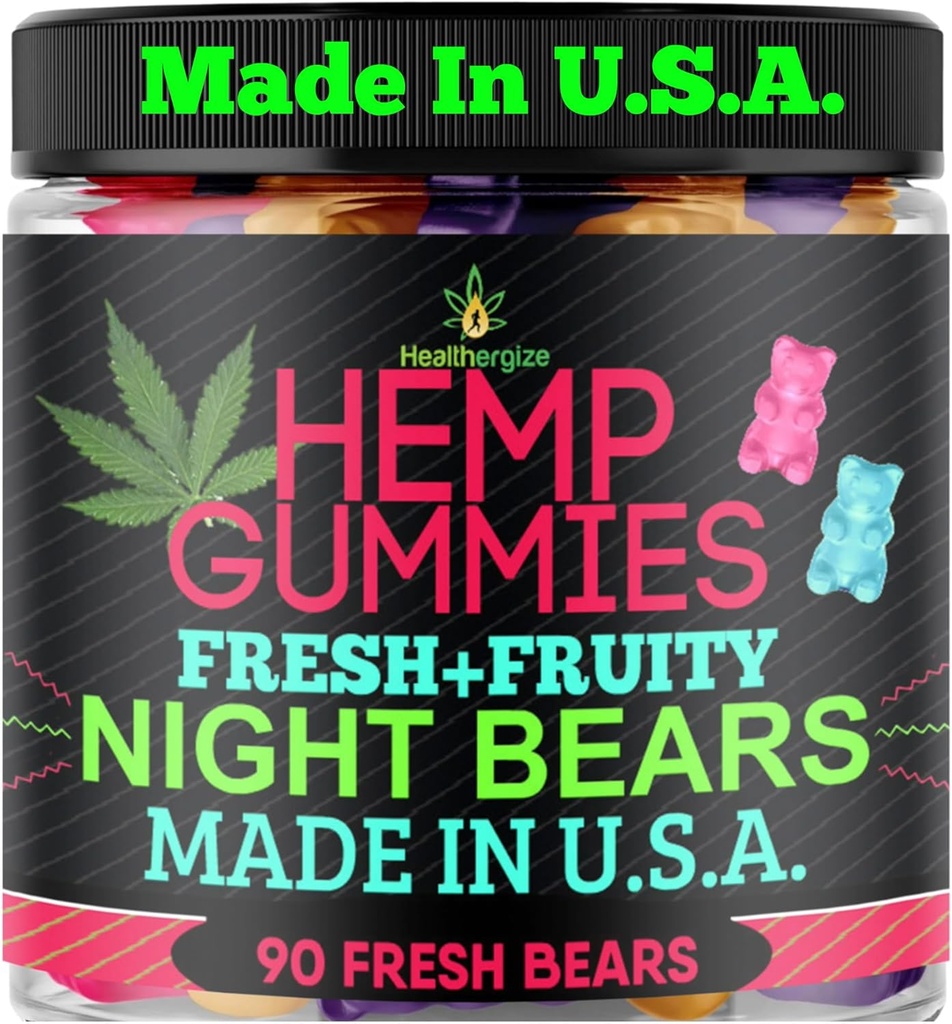 Hanfgummis für Schlaf-High Potency Calm Erholung Nacht-Zeit, Frieden und Entspannung, fruchtige Gummy Bear Edibles, gute Stimmung, Restful Bedtime-Natural Hanf Öl Omega-Made in USA