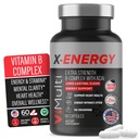 ViMulti X-Energy Vitamin B Complex Capsules with Caffeine, Taurine, Magnesium, Acai Extract, Ginseng, Rhodiola, Maca, Spirulina, Tongkat Ali, B1 B6 B12 Folate Dietary Supplement- 60 Capsules