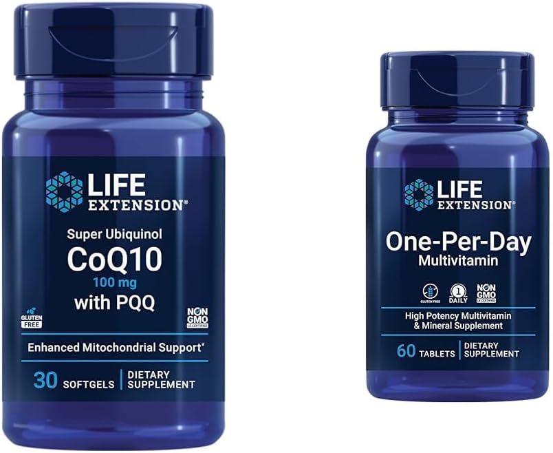 Life Extension Super Ubichinol CoQ10 s PQQ, CoQ10, PQQ, shilajit, Heart Health & One-Per-Day Multivitamín 