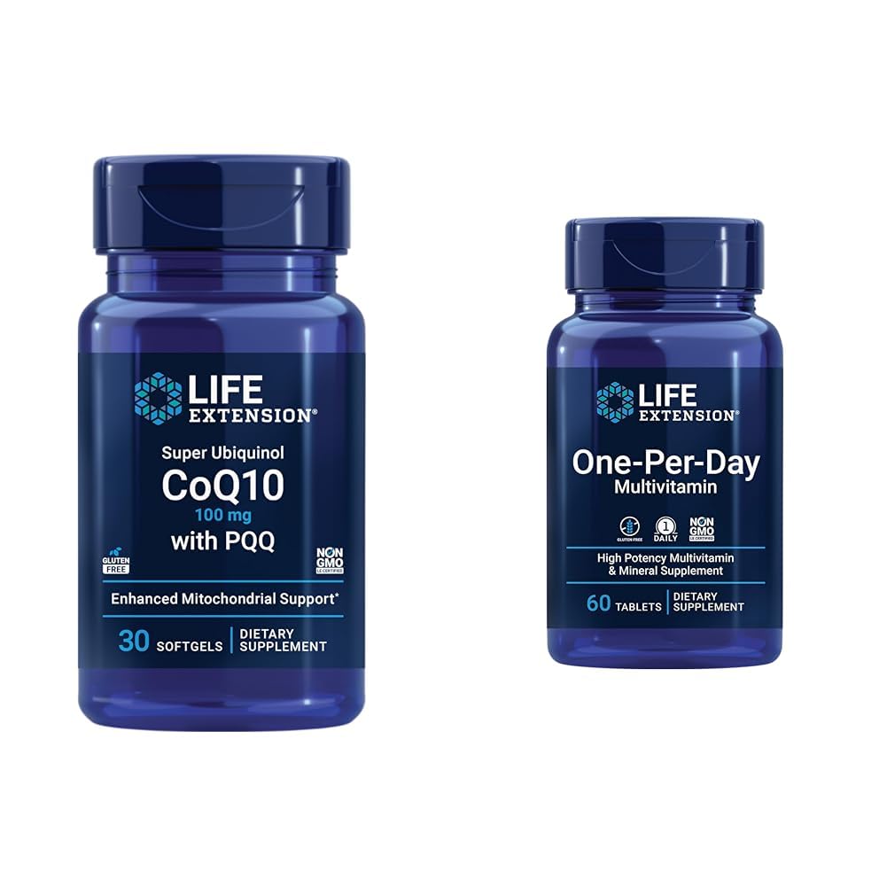 Life Extension Super Ubiquinol CoQ10 with PQQ, CoQ10, PQQ, shilajit, Heart Health & One-Per-Day Multivitamin – Packed with Over 25 Vitamins, Minerals & Plant Extracts