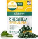 Sunlit Best Chlorella Spirulina Tablets - Organic USDA, Premium Spirulina and Chlorella Tablets 1000 Count - Sun Chlorella Pure Natural Superfood with Algae, Enzymes Chlorophyll & Vegan Protein