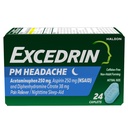 Excedrin PM for Headache Relief, Acetaminophen 250mg, Aspirin 250mg, Diphenhydramine Citrate 38mg, Pain Reliever, Nighttime Sleep-Aid, 24 Count