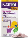 Natrol Otroci hitro raztopite melatonin 1 mg, prehranska dopolnila za mirne sanje, tablete za spanje za otroke, 40 jagodno-slavljene melatonin tablete, 40 dnevna oskrba
