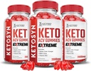 Odůvodněné laboratoře (3 balení Ketosyn Keto ACV Gummies Extreme 2000MG Ketosyn Keto Gummies Apple Cider Ocet s Pomegranate Beet Juice Powder B12 Vegan Non GMO 180 Gummys