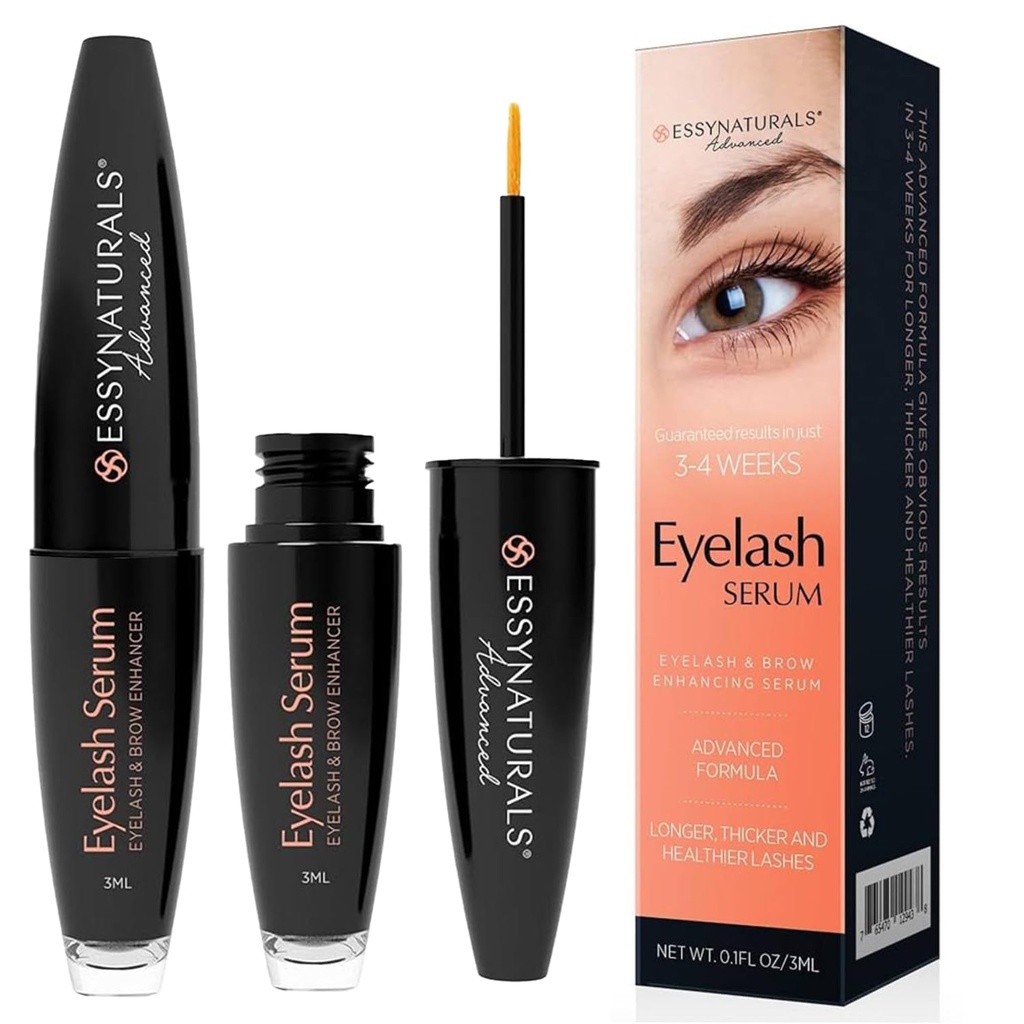 Essynaturals Premium Eyelash vekst serum for lengre, Fullere, Tykker Lashes