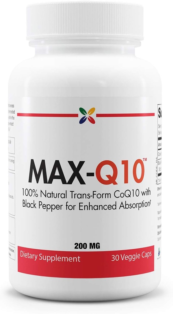 Stop Starzenie Teraz MAX- Q10 CoEnzyme Spreparowane z Kaneka Q10 i Enhanced BioPerine Black Pepper Extract do wysokiej absorpcji, Heart Health, Produkcja energii 200 mg kapsułki