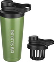 DIW 24 oz Shaker Bottle, Edelstahl Shaker Bottle mit Noise-Free Design, Isolierte Metall Shaker Cup für Protein Mixs und Pre Workout,Gym Bottle Shaker(Green)