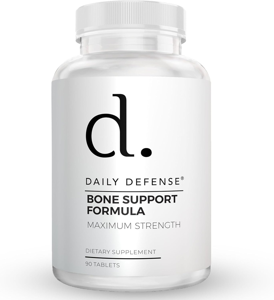 Suplemento de calcio para mulleres e homes - Daily Defense Bone Support Formula con Calcium 1000mg, magnesio, L-Lysine HCl e máis - para unha mellor flexibilidade e mobilidade - 90 Easy to Swallow Calcium Tablets