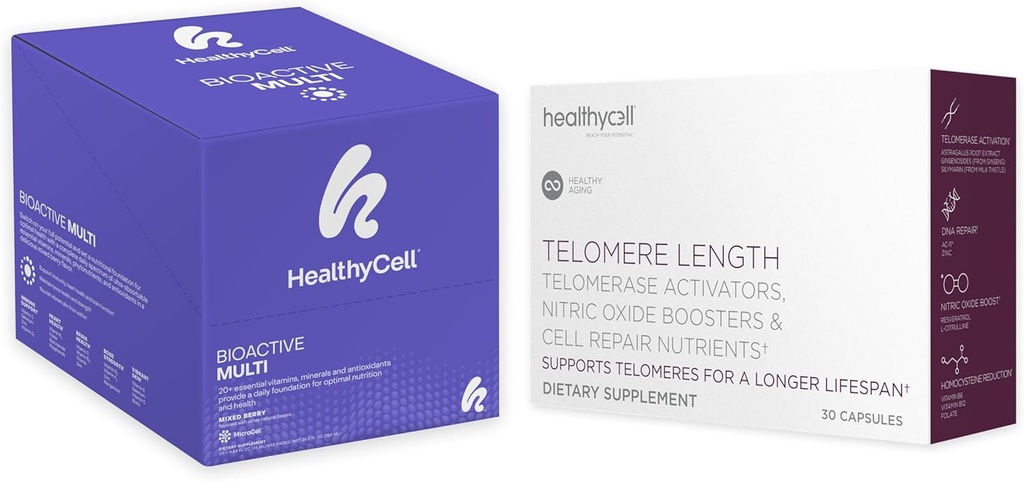 Healthycell Telomere Länge Healthy Aging Supplement + Bioactive Multivitamin für Frauen und Männer Bundle