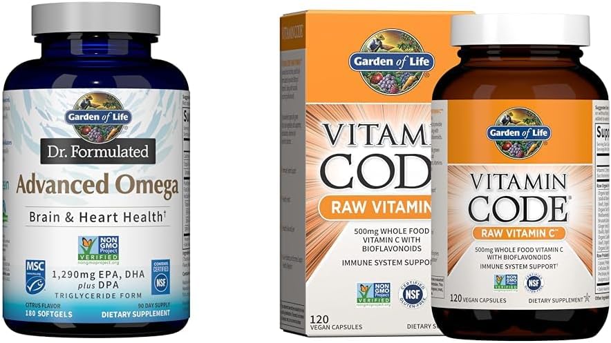 Yaşam Bahçesi Dr. Formulated Advanced Omega Fish Oil & Raw Vitamin Kodu C, 120 Veg Capsules