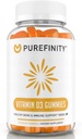 PUREFINITY Vitamina D3 5000 iu Gummies – Il tuo supplemento giornaliero di vitamina D per la salute di ossa, la salute immunitaria e il supporto muscolare comune per adulti e bambini – senza glutine, senza OGM – 60 Gummie veggie