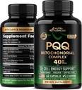 PQQ 40 mg - PQQ cu Suplimentul CoQ10 - Mitocondrii Biogeneză & Producţia de energie celulară - cu magneziu, vitamine C, E & B2 - Pure & Highly Bio 
