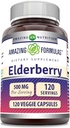 Amazing Formler Elderbær Supplement ® 500 Mg Per Serving ® 120 Veggie Kapsler ® 10:1 Konsentrat | Ikke-GMO | Glutenfri | Laget i USA