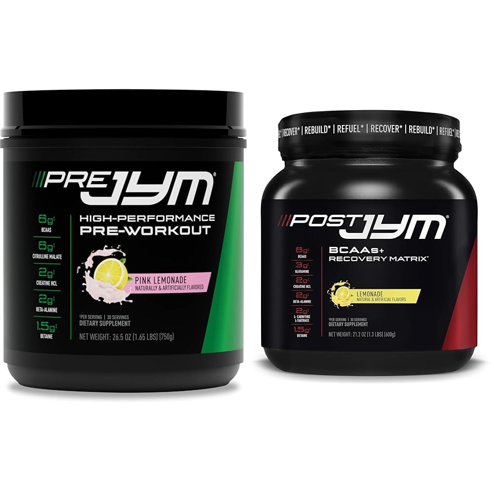 PRE JYM 30 Servings - Pink Lemonade & Post JYM Active Matrix - Lemonade Powder Bundle