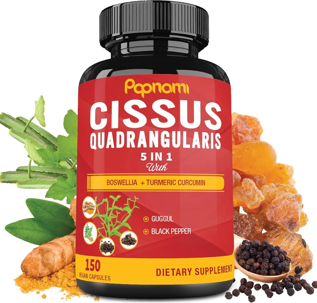 Premium Cissus Quadrangularis Kapseln mit Boswellia, Guggul, Turmeric, Black Pepper Extract - 150 Kapseln - 5 Monate Versorgung
