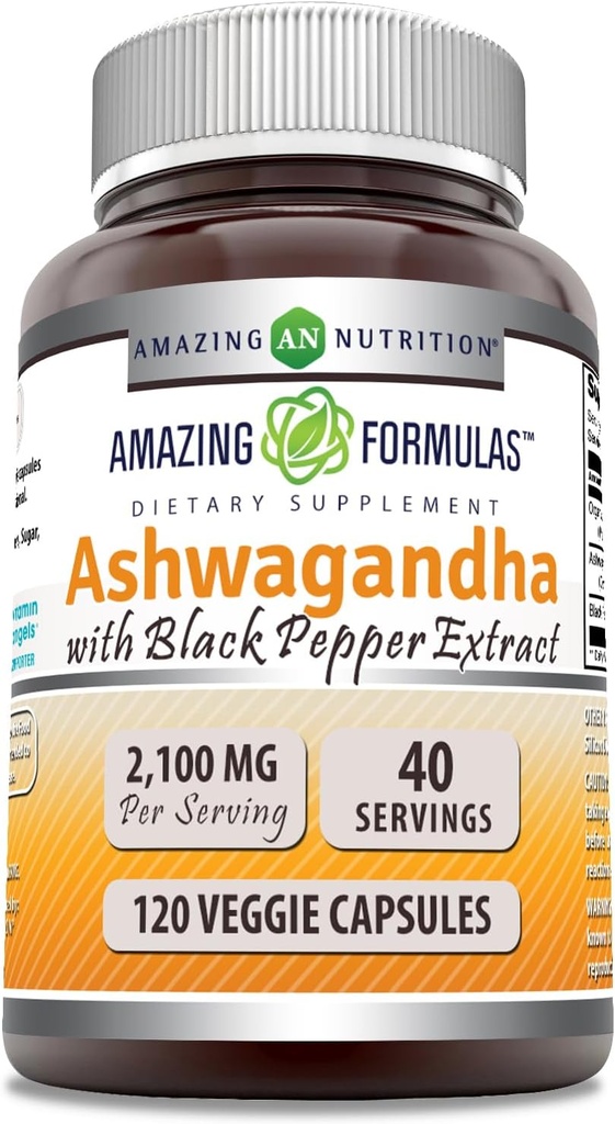 Una fórmula increïble, Ashwagandha Root amb una Extrappera de Black Pepper apperf 2100 Mg Per Serviting 2880 Capgegie Capsules suplementaris IN-GOjl Guten-Free ňChet a EUA (1 paquet, 120 Compte)