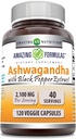 Amazing Formler Ashwagandha Root with Black Pepper Extract Supplement | 2100 Mg Per Serving | Veggie Kapsler Supplement | Ikke-GMO | Glutenfri | Laget i USA (1 Pakke, 120 greve)