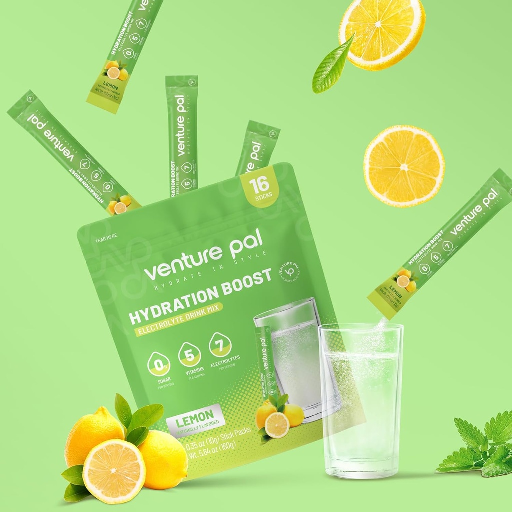 Venture Pal Sugar Pul Pulsuz Electrolyte Toz Packets - Fast Hydration & Party Recovery üçün maye IV İçki / 5 Vitamin & 7 Electrolytes / Keto Dostu / Qarşı-GMO / Sertifikatlaşdırma