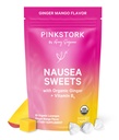 Pink Stork Organic Mango Sweets with Vitamin B6 for Morning Sickness and Motion Sickness, Added Ginger & Vitamin B6, 1st Trimester Pregnancy Must Haves - 30 Wrapped Candies
