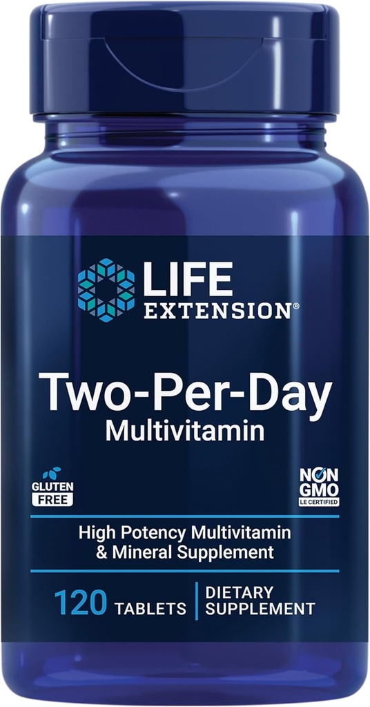 Life Extension Super Bio-Curcumin and Two-Per-Day 120 Tablet Multivitamin Bundle - 60 Vegetarian Capsules