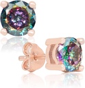 Artigianato oro rosa placcato naturale Mystic Topaz Sterling Silver Stud orecchini