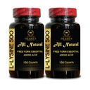 L-LYSINE Amino Acid Supplements - Lysine Supplement Supports Healthy Lip and Oral Tissue, Amino Acid Lysine Hydrochloride, Nitrogen Balance - 2 Bottles 200 Counts