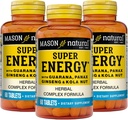 MASON NATURAL Super Energy, Made with Guarana, Panax Ginseng " Kola Nut for Optimal Performance " Energy, 90 Day Supply, 60 Tablets (Pack of 3)