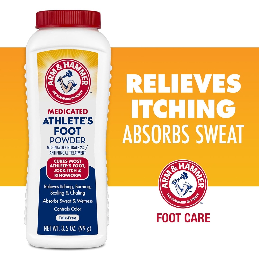 Arm & Hammer atletin Foot Toz - Baking Soda ilə Ayaklar üçün Antifungal müalicə - Relieves Itching, Yanğın və Odor - Klinik Proven Formula - 3.5 oz 4 Pack (4)