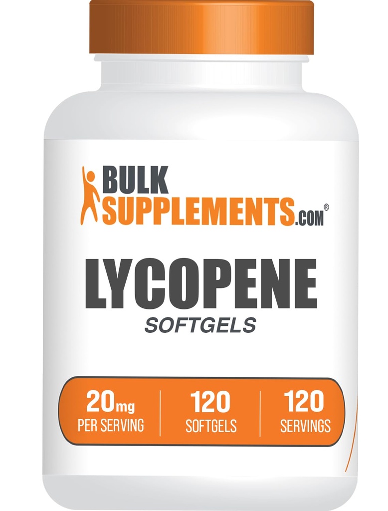 BulkSupplements.com Lycopene Softgels - Lycopene Supplement, Antioxidants Supplement - Gluten Free, 1 Softgel per Serving (20mg), 120 Softgels (Pack of 1)