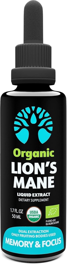 Organic Lion's Mane Extract - 50 portioner - Fruktning Bodies Only - Memory and Focus Support