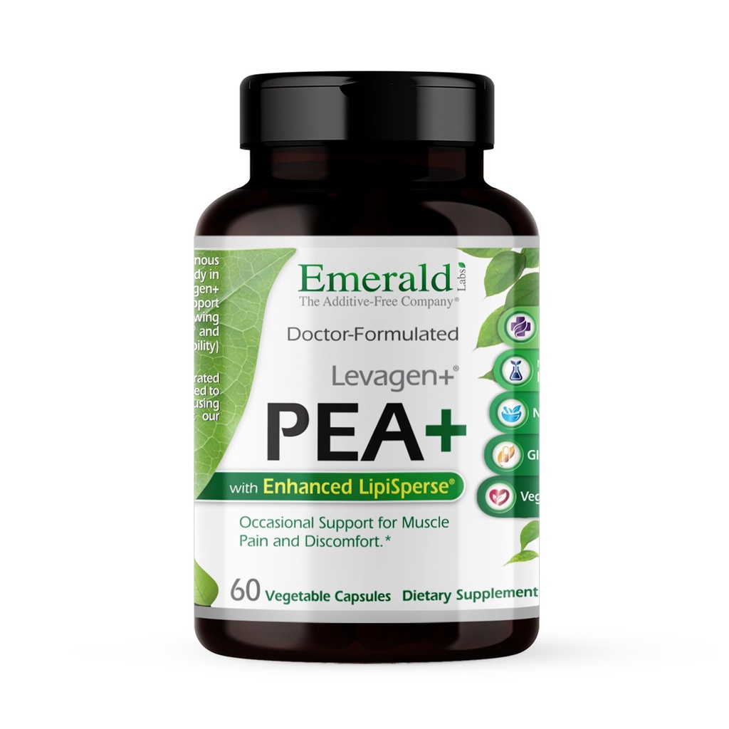 Emerald Laboratories Pea+ with Levagen+ - Support Joint & Muscle Health with Meriva Curcumin, OptiMSM & Levagen+ Pea* - Non-GMO, Vegan, Gluten-Free - 60 Vegetable Capsules