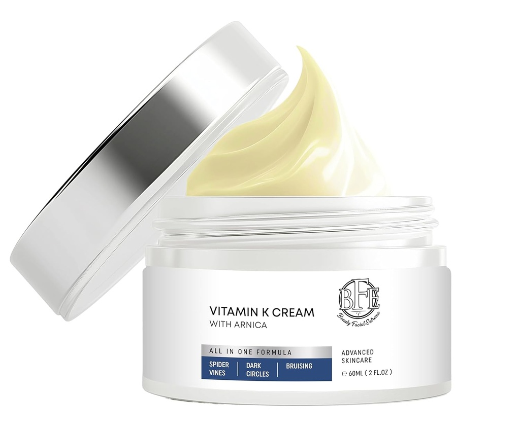 K-vitamiini Cream - Kosteuttava Bruise Parannus Formula. Tumma Spot Korjain mustelmille, hämähäkki veins & rikki Kapillaanit. Vähentää silmien tumma ympyrät, hienoviivat, puffiness, & ryppyjä.