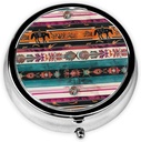 Horse Print Printed Round Pill Organizer 3 Osastot, Kannettava Mini Pill Box Pill Case lääke, vitamiini, kalaöljy, lisäravinteet