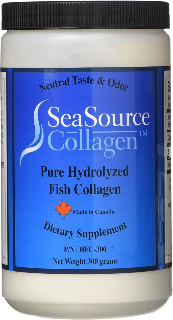 SeaSourceTM Colágeno Puro HYDROLYZED Peixe Colágeno Suplemento Dietário Pó - Made in Canada from The Skins of Wild Caught Cod.