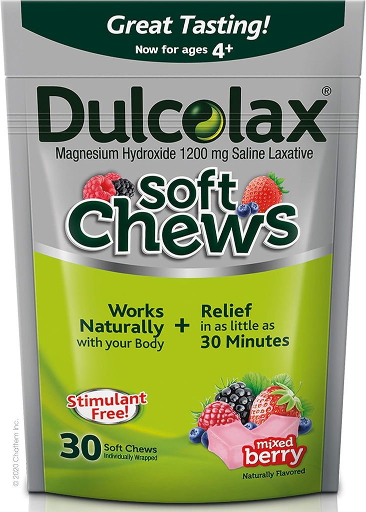 Dulcolax Soft Chews Saline Laxative Laxative brary (60 ct & 30 ct) 1200mg Magnesium Hiderxide constiation lections lease