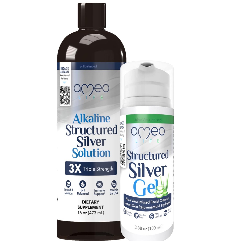 Ameo Life Colloidal Silver Gel con Aloe Vera &amp; Colloidal Silver Liquid Bundle
