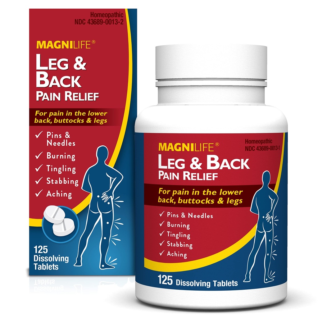 MagniLife Leg & Back Pain Relief Tablets,125 Ct, Fast-Acting Pain Relief Naturally Soothes Burning, Tingling & Stabbing Aches, Symptomatic or Preventative, Non-Habit Forming Quick-Dissolve Tablets