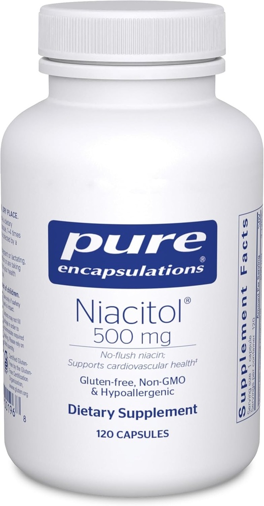 Pure Encapsulations Niacitol 500 mg | Hipoallergenik No-Flush Niacin to Support Digestion, Hormon Synthesis ve Tissue Formation | 120 Capsules