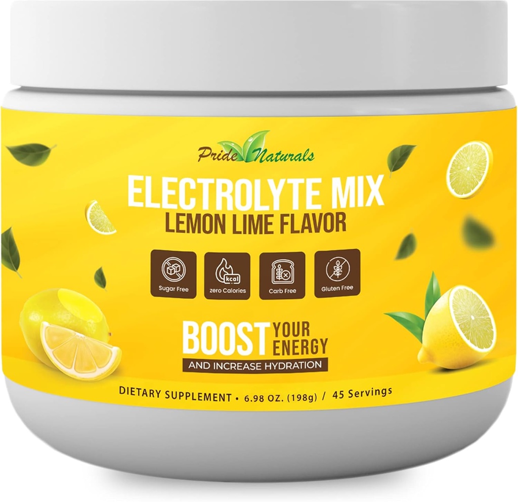 Proszek Electrolyte - Odświeżanie Warsztaty Odzysk Elektrolitów, Cukier wolny, Gluten Free & Wegan, Czysty Keto & Paleo Napoju Napoju Nawadniającego, Immune Boosting Vitamin (198 Grams, Lemon Lime)