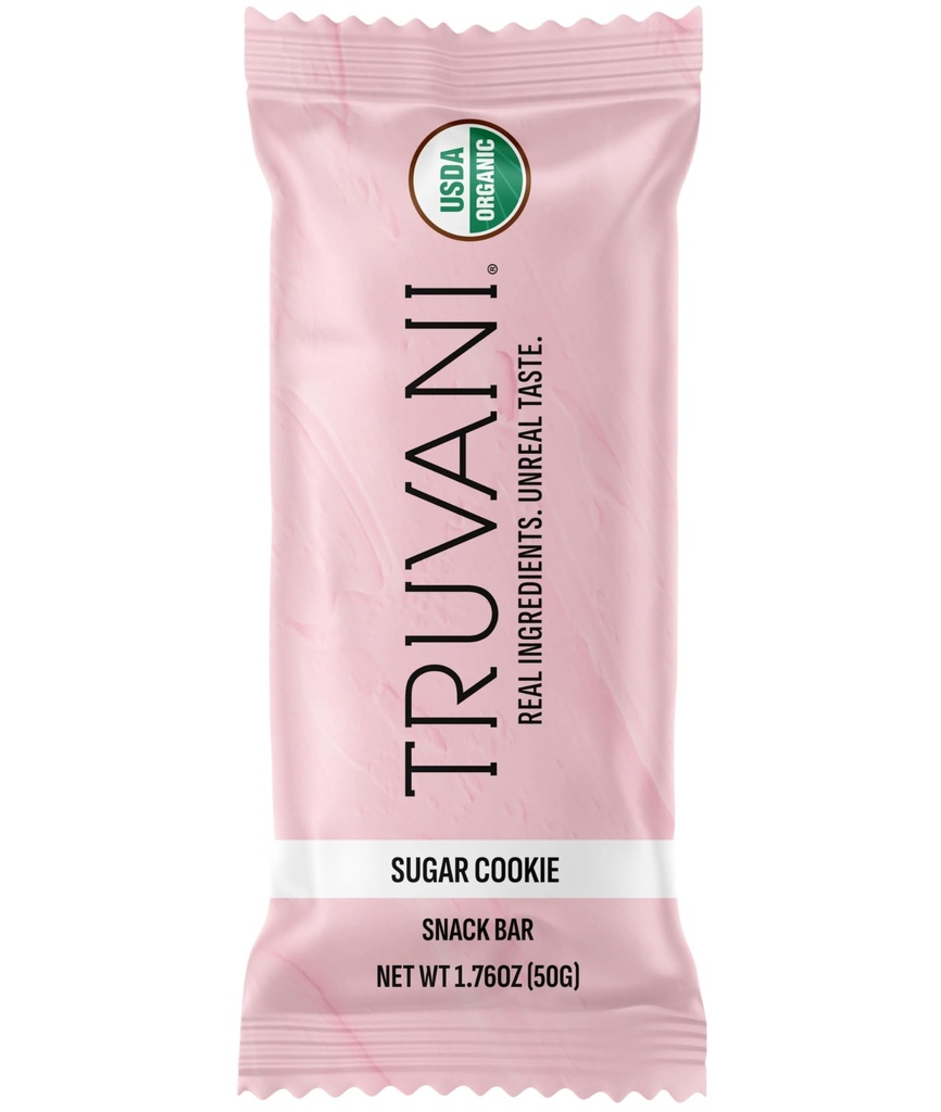 Truvani Plant Based Snack Bars | Sugar Cookie 1 Pack | 6g Protein | USDA Organic and Vegan | The Only Bar | Dairy, Soy, and Gluten Free | Individually Wrapped
