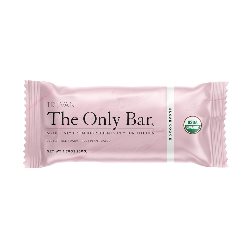 Truvani Planted Snack Bars | Sugar Cookie 1 Pack | 6g Proteína | USDA Organic and Vegan | The Only Bar | Dairy, Soy, and Gluten Free | Individualmente Wrapped