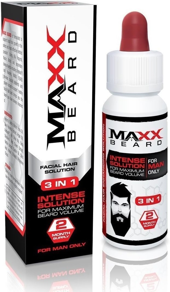Maxx Beard - #1 Beard Growth Solution, Natural Solution for Maximum Beard Volume-2 Month
