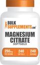 BulkSuplements.com Magnesium Citrate Softgels - Magnesium Tambahan, Magnesium Citrate Suplement - 250mg (dengan 40mg Magnesium), Gluten Bebas, 1 Softgel per Serving, 240 Count (Paket 1)