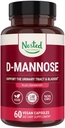 Nested Naturals D-Mannose 500mg Caspules avec extrait de canneberge, pilules de canneberge D, soutien urinaire et vétuste, 60 capsules véganes
